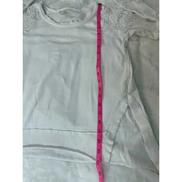 Free People Outer Sunset Ivory White Lace Insert Long Sleeve Boho Knit Top XS - Picture 16 of 16